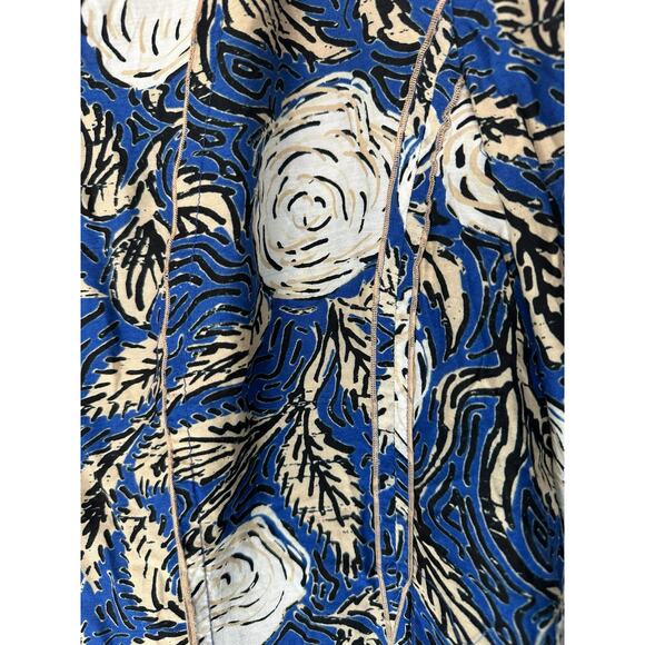 Nic + Zoe Blouse Blue Tan Button Up Short Sleeve Silk Blend Lightweight Size XL - Picture 4 of 12